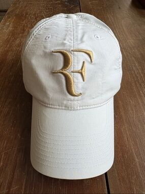 Nike White Roger Federer Cap with Gold Logo Hat